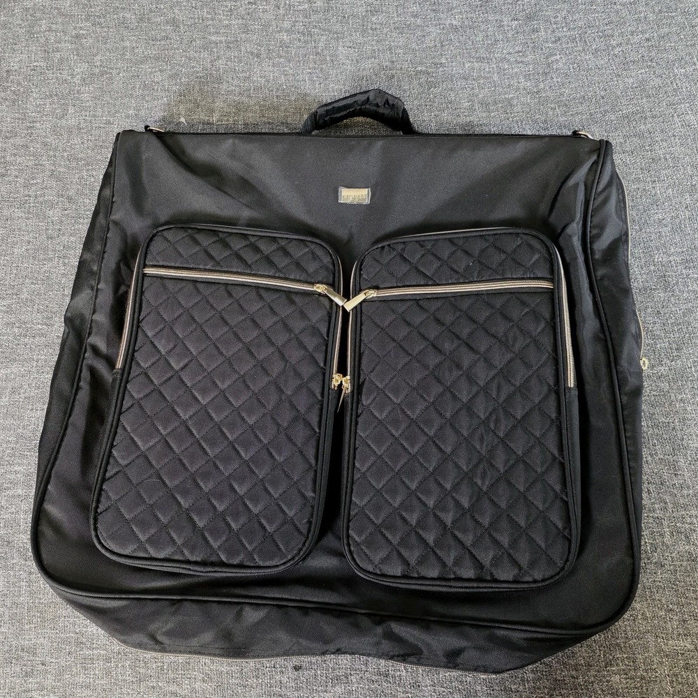 Benoss Milan Black Travel Garment Bag Full Length Foldable Quilted Pockets Gold